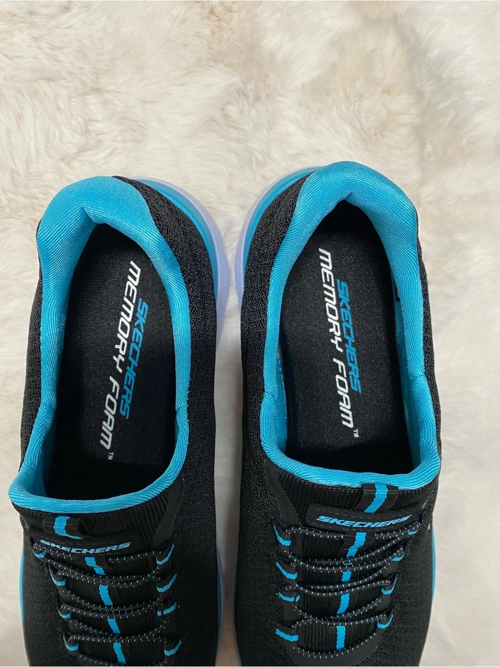 Skechers Women's Black & Teal Athletic Slip-On Sneakers
